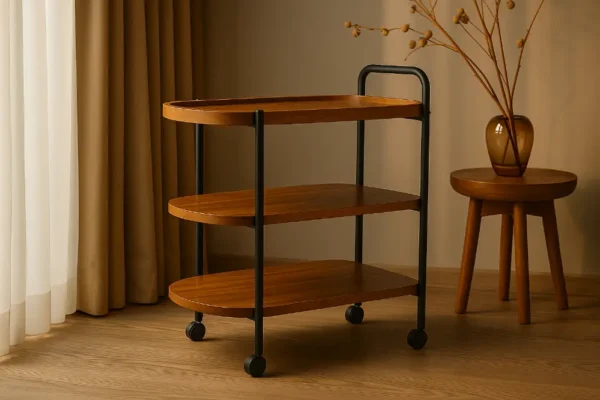 Black and Wood Tea Trolley